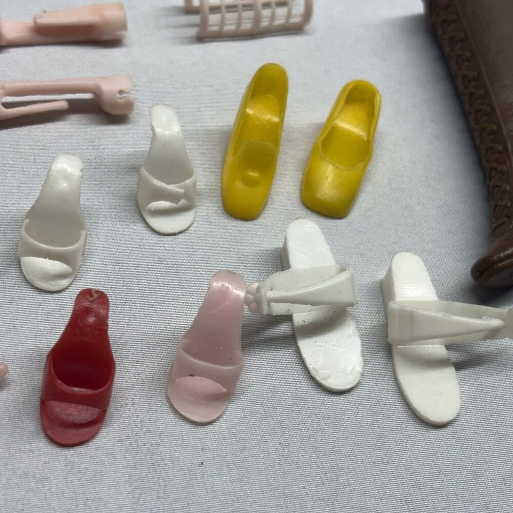 Vtg Barbie Doll Shoes Boots Accessories Lot Stockings Curlers Heels Brushes - Picture 5 of 8